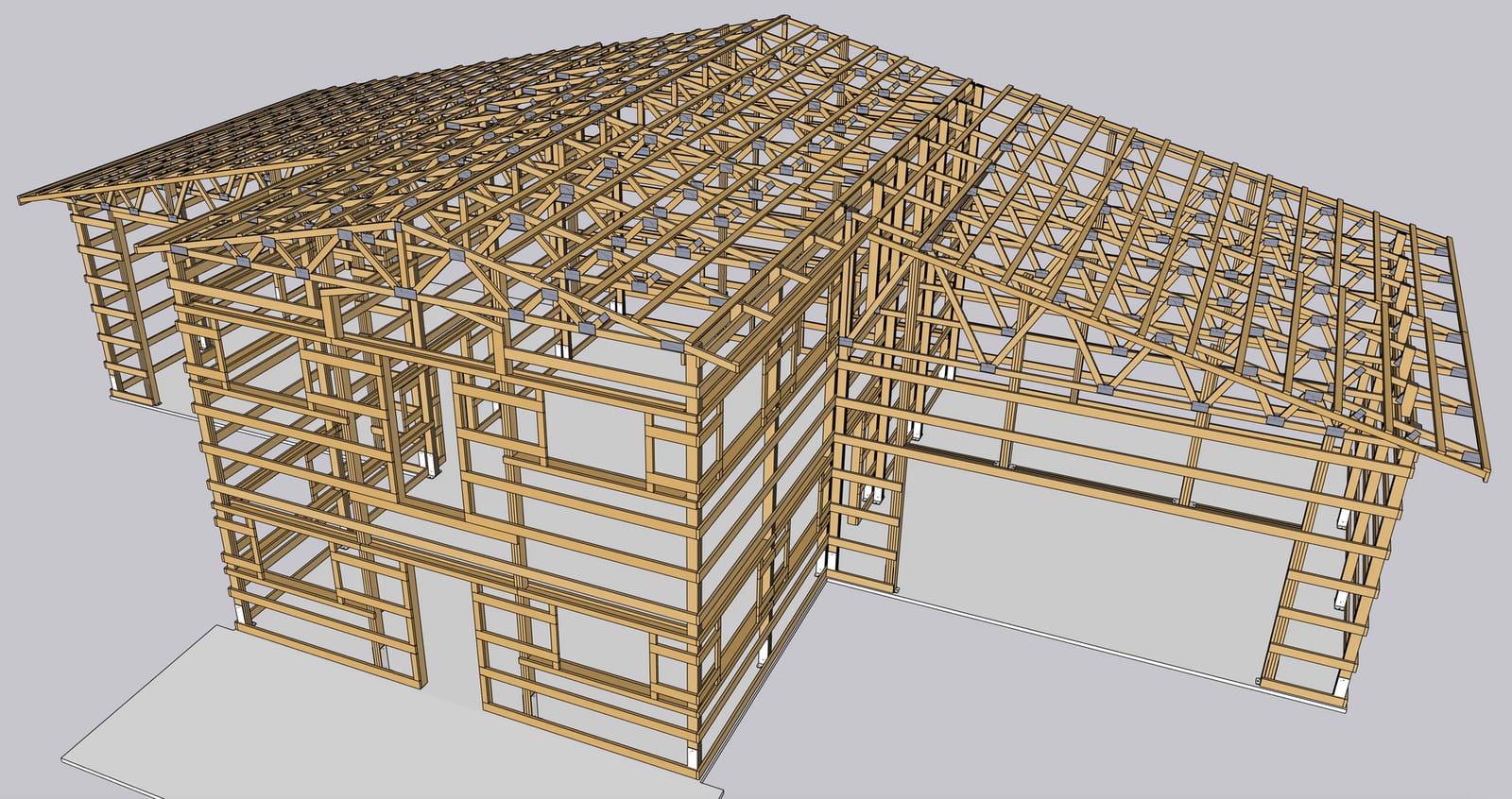 Architectural framing design of a post-frame residential home